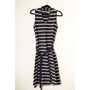 LANDS' END dress Long Striped Multi Sleeveless preppy nautical vacation S 6-8